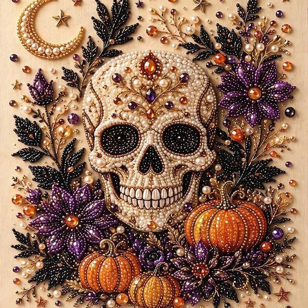 Spooky Cute Ghost 8inx8in Themed Pearl 3D Diamond Painting DIY Kit, Multipurpose Fall Season Handicraft Set, Beautiful Wall Art Furnishing Accessory for Household Indoor Decoration & Holiday Party Present